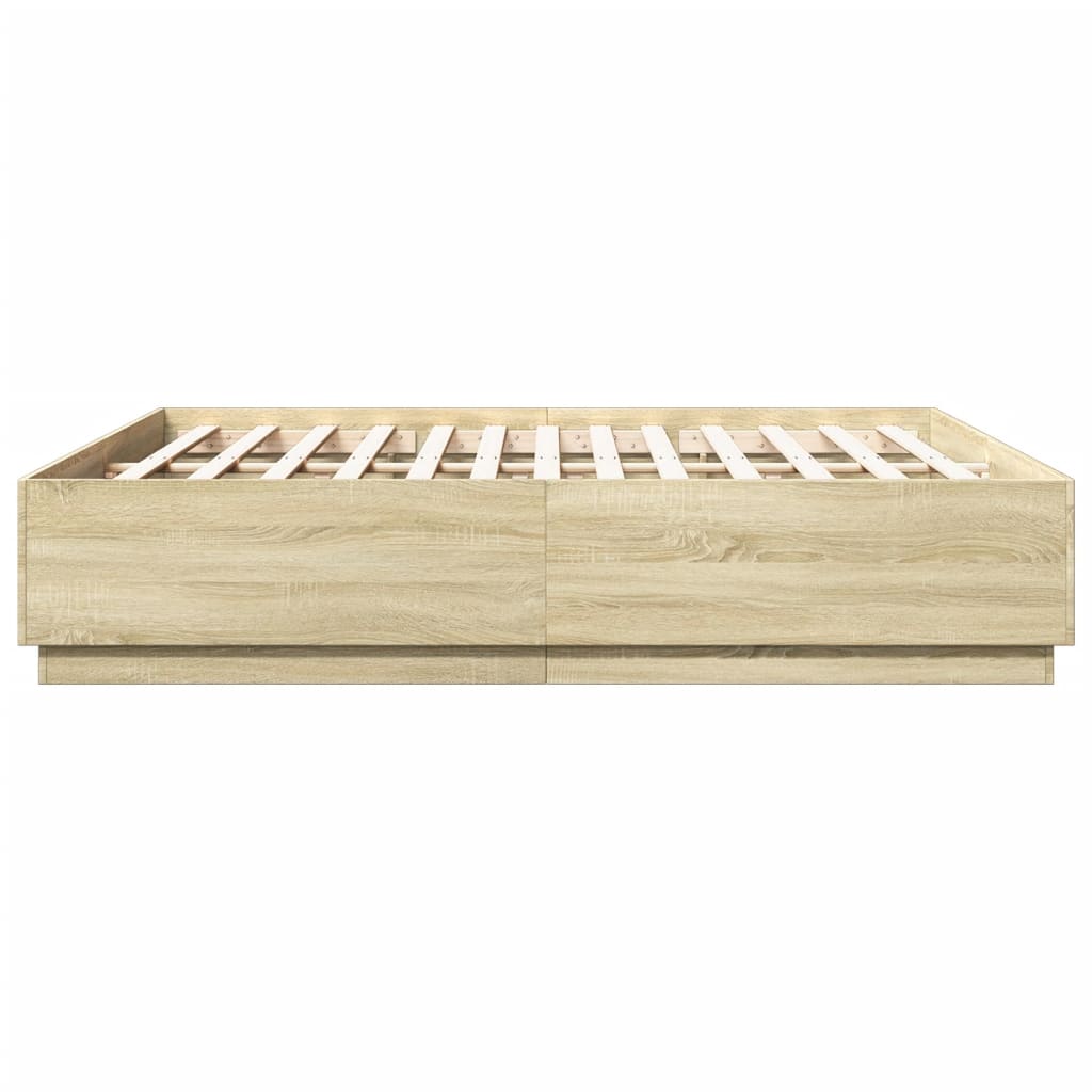 Bed Frame with LED without Mattress Sonoma Oak 183x203 cm King