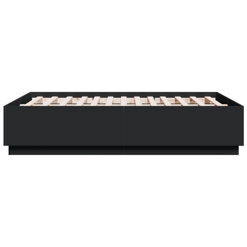Bed Frame with LED without Mattress Black 135x190 cm