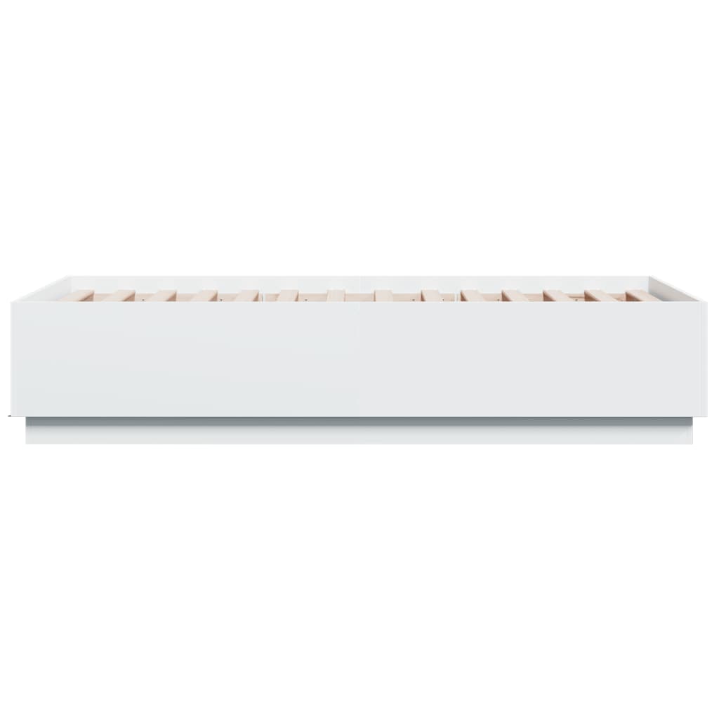 Bed Frame with LED without Mattress White 90x190 cm