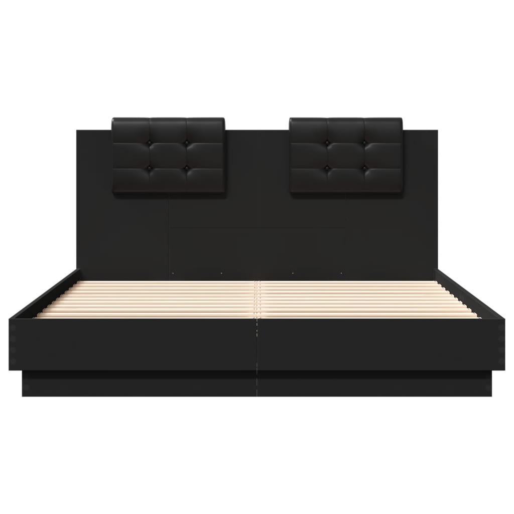 Bed Frame with LED without Mattress Black 150x200 cm