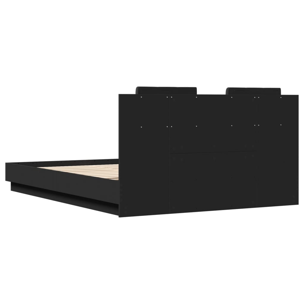 Bed Frame with LED without Mattress Black 150x200 cm
