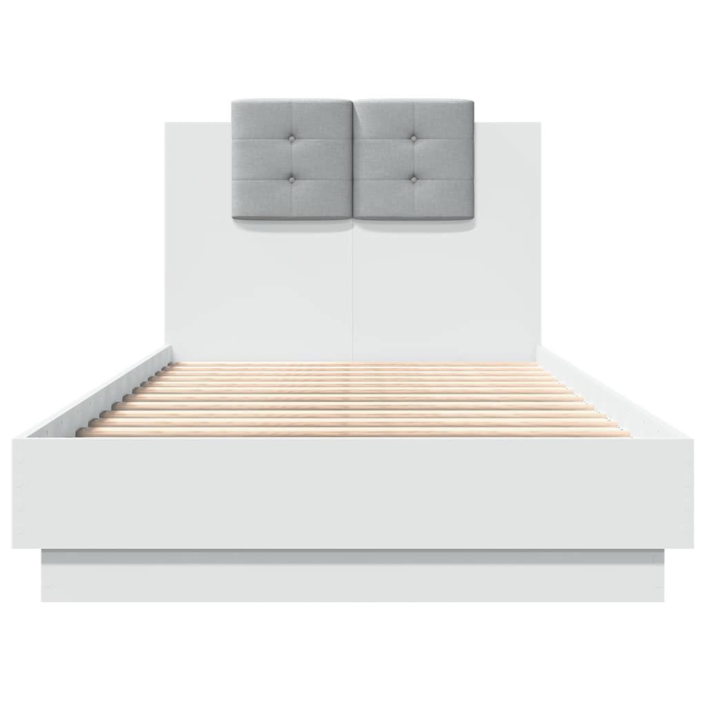 Bed Frame with LED without Mattress White 90x190 cm
