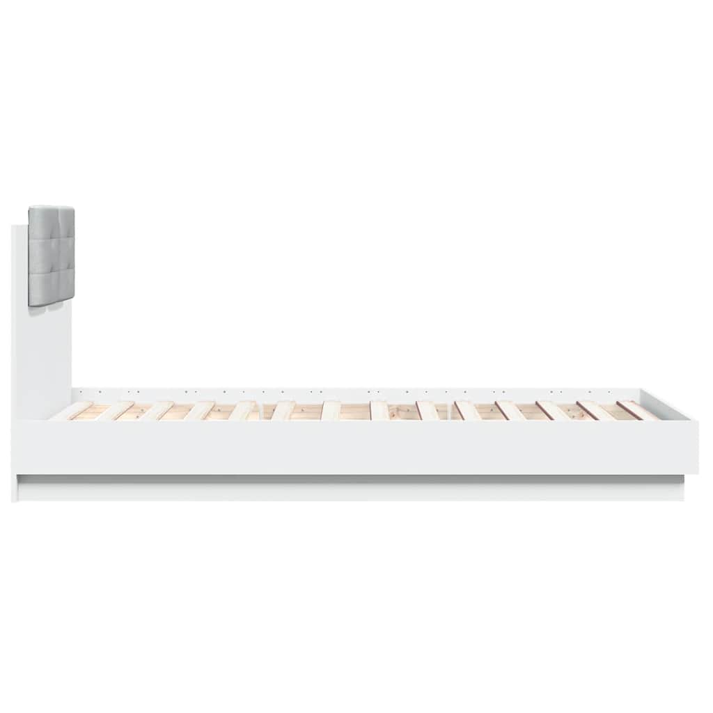 Bed Frame with LED without Mattress White 90x190 cm