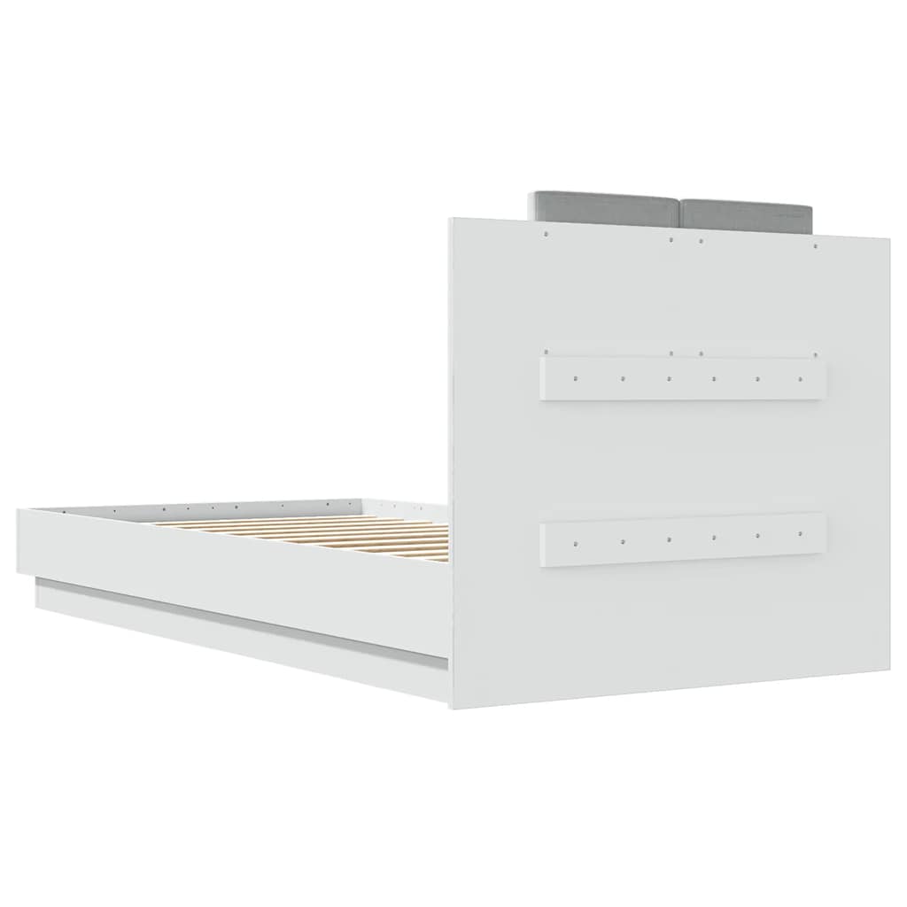 Bed Frame with LED without Mattress White 90x190 cm