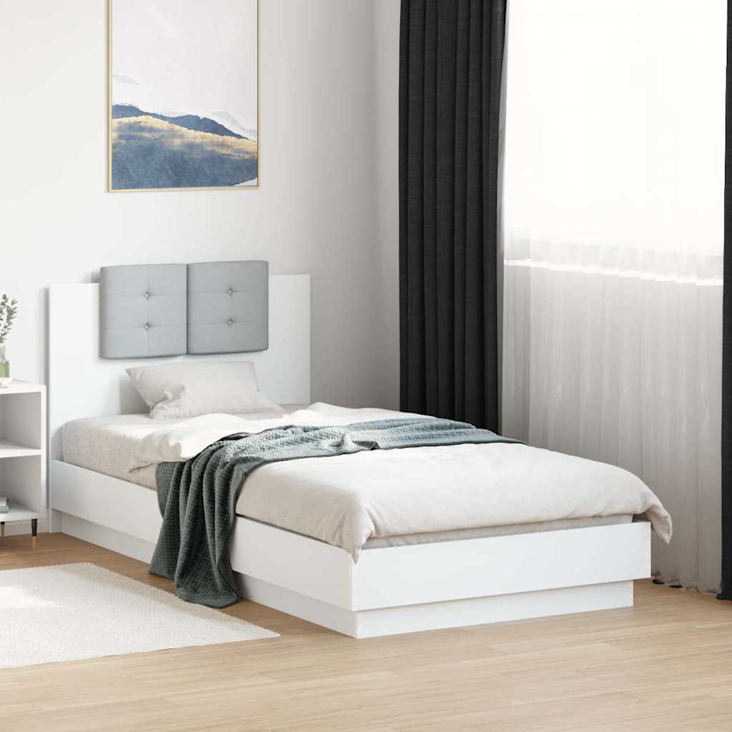 Bed Frame with LED without Mattress White 90x190 cm