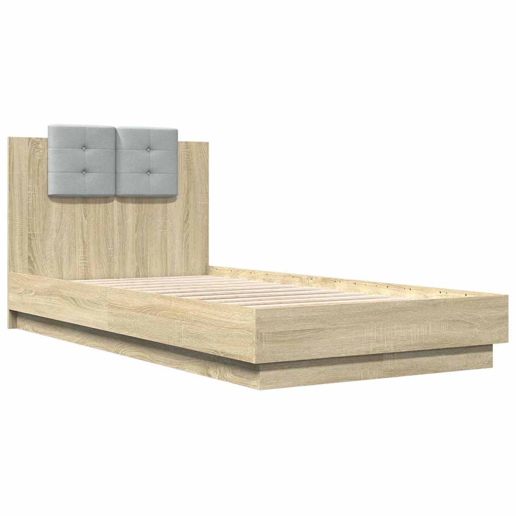 Bed Frame with LED without Mattress Sonoma Oak 90x190 cm