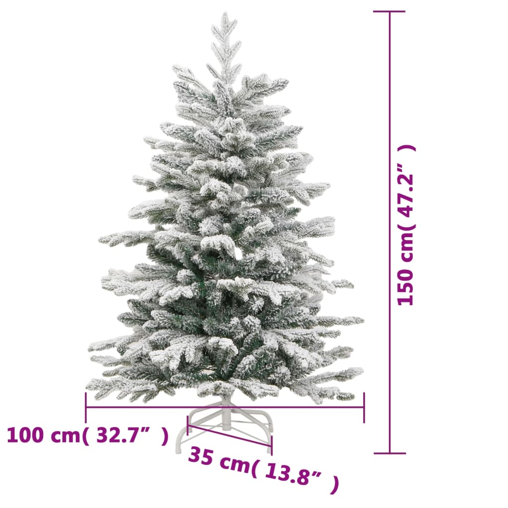 Artificial Hinged Christmas Tree 150 LEDs & Flocked Snow 150 cm