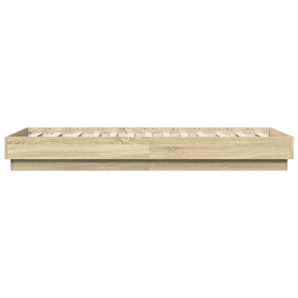 Bed Frame without Mattress with LED Lights Sonoma Oak 90x190 cm
