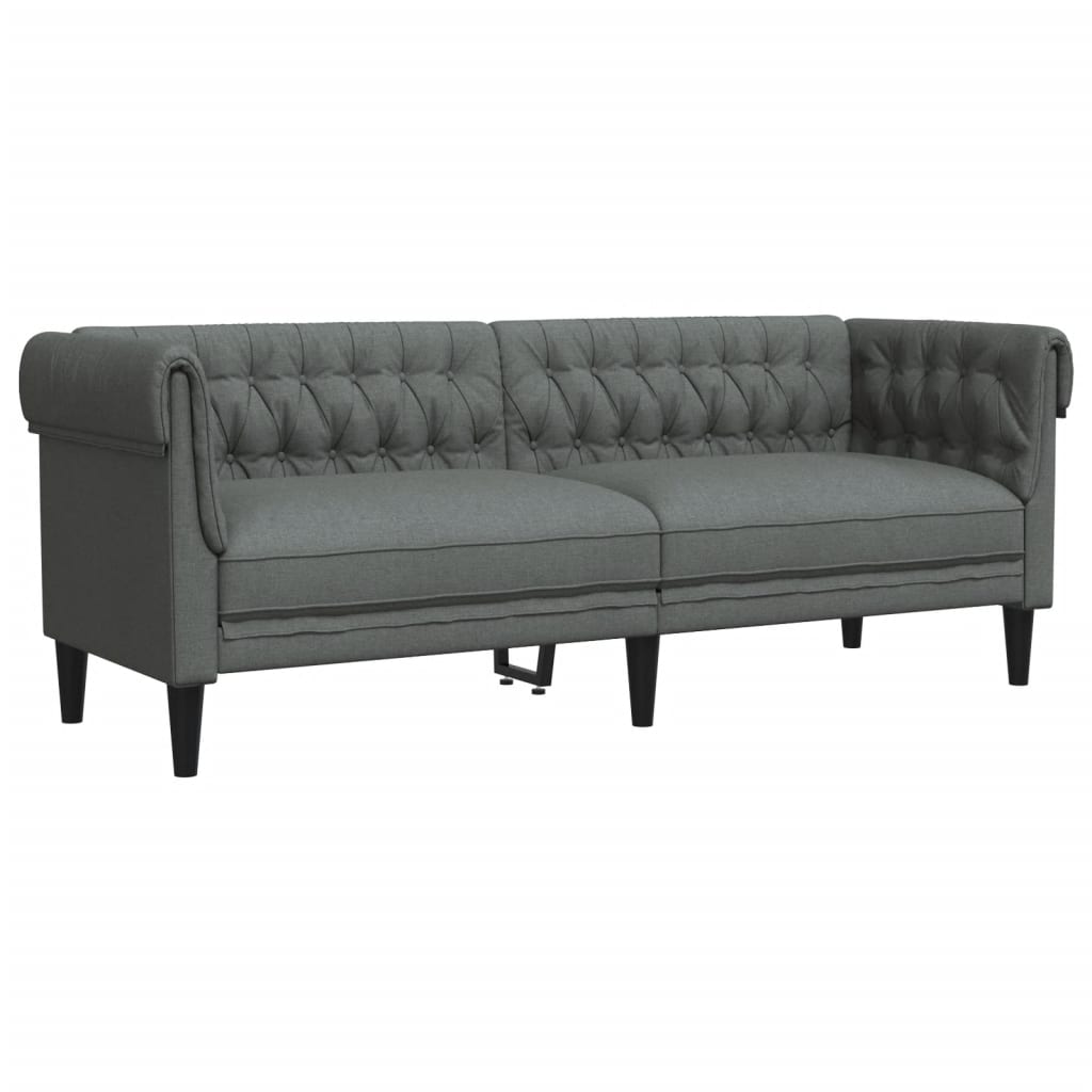 3 Piece Sofa Set Dark Grey Fabric
