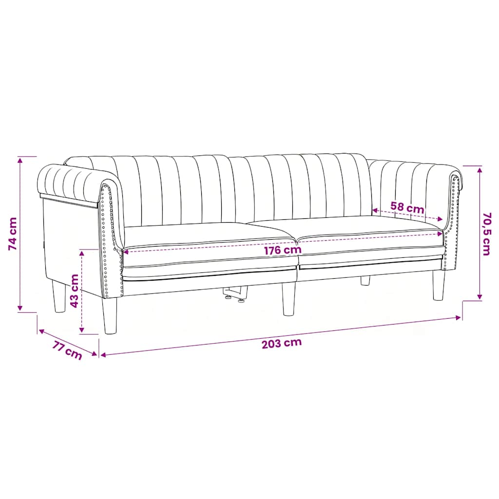 2 Piece Sofa Set Dark Grey Velvet