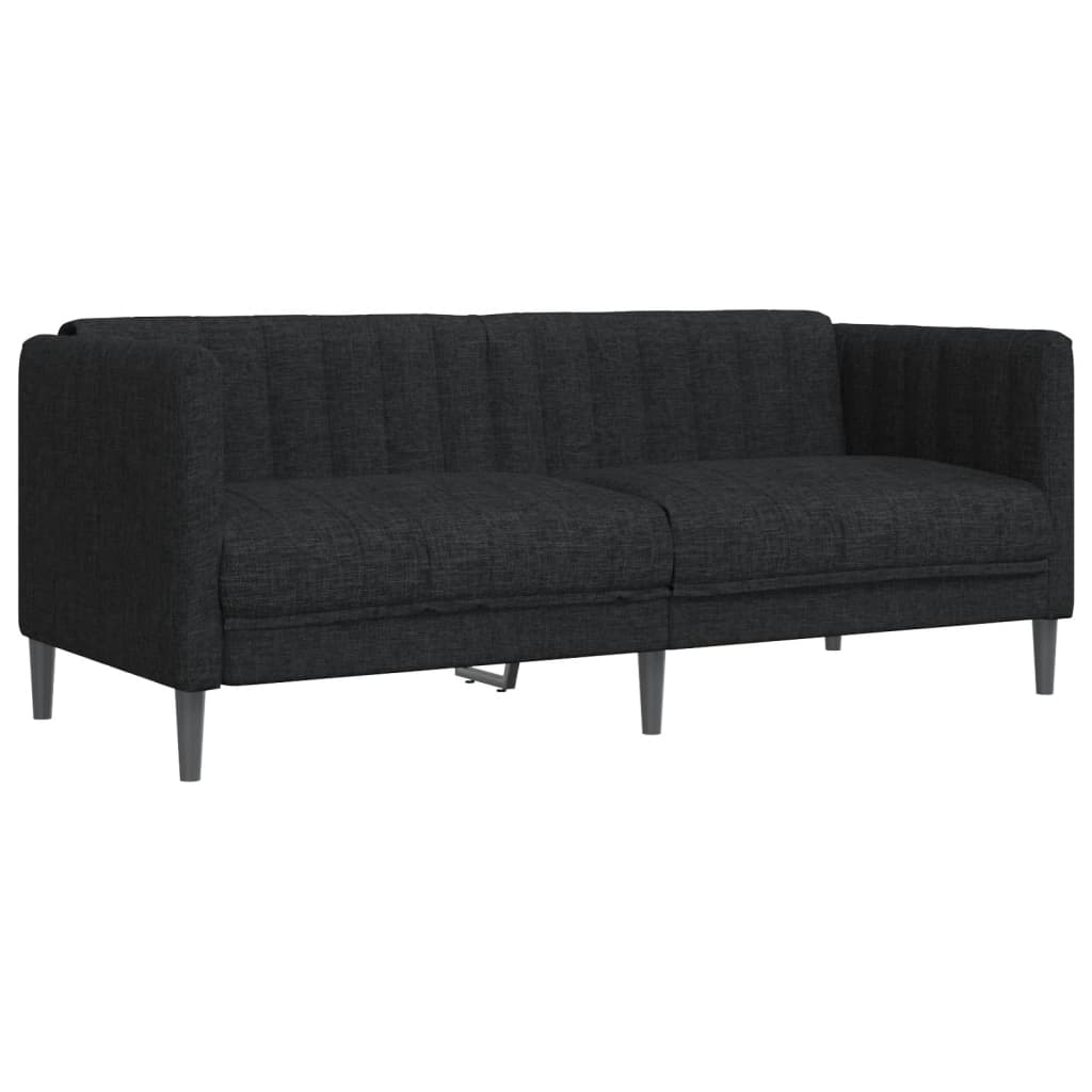3 Piece Sofa Set Black Fabric