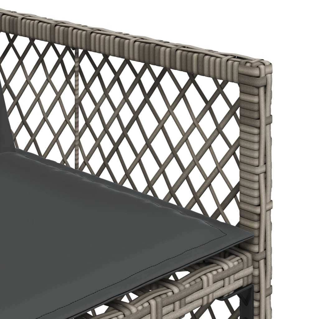 7 Piece Garden Dining Set with Cushions Grey Poly Rattan