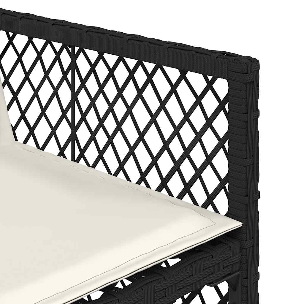 9 Piece Garden Dining Set with Cushions Black Poly Rattan