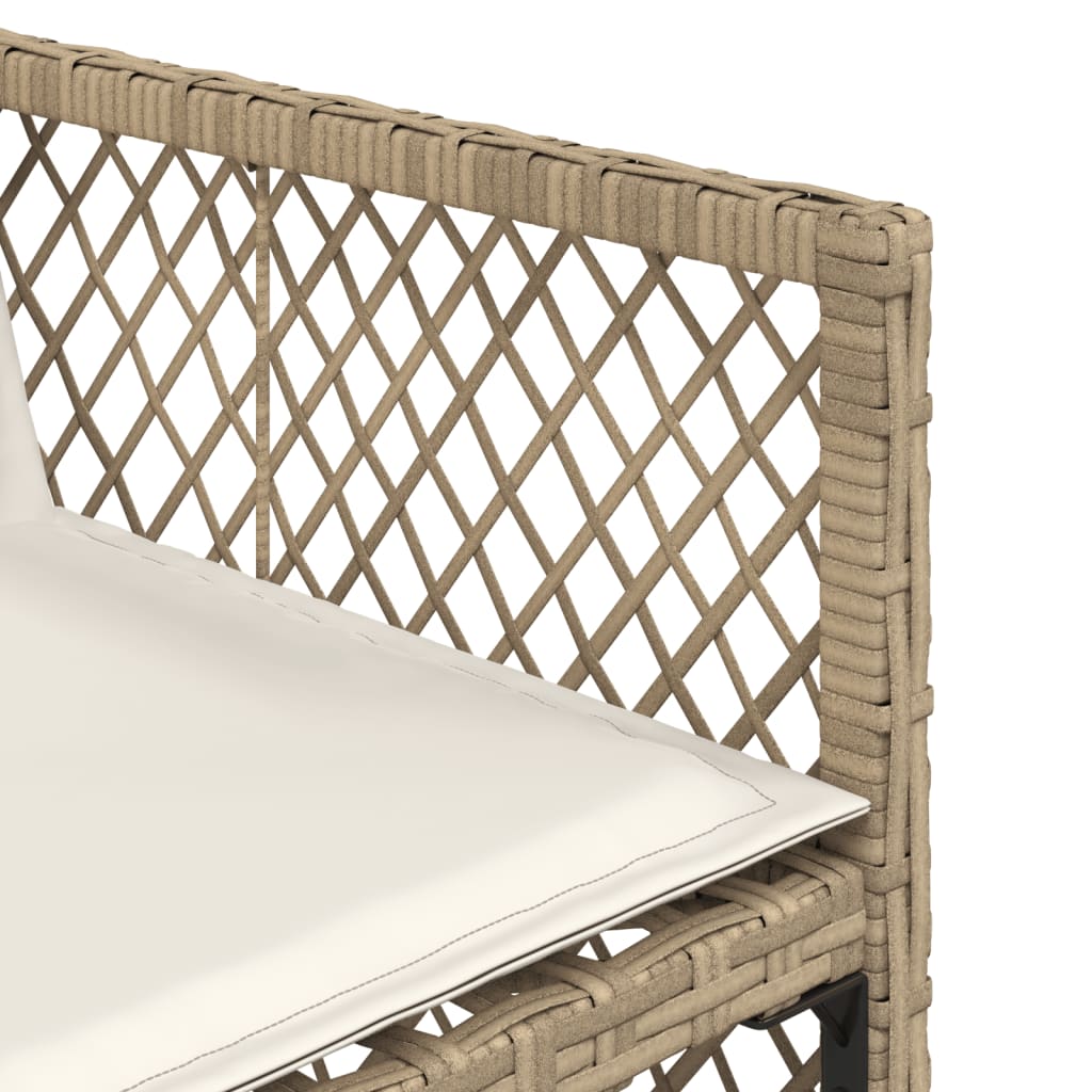 9 Piece Garden Dining Set with Cushions Beige Poly Rattan