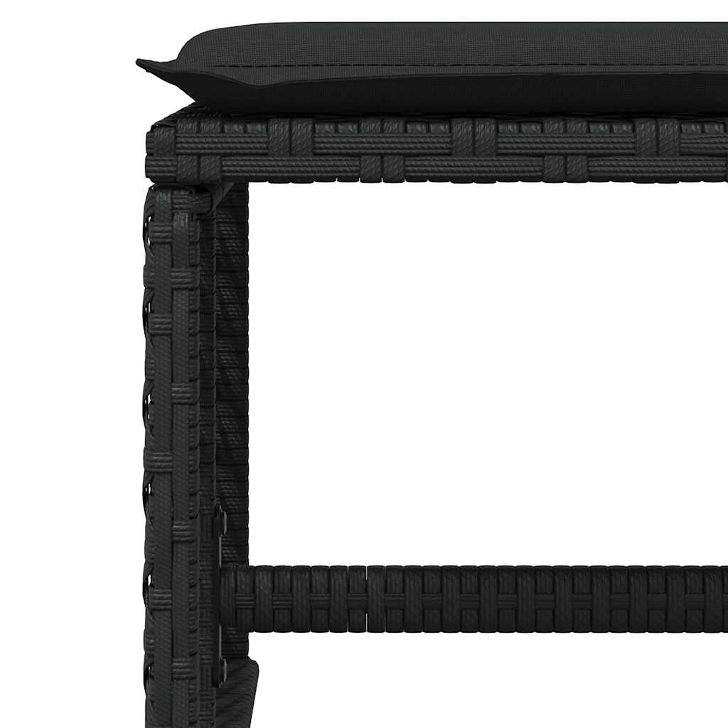 11 Piece Garden Dining Set with Cushions Black Poly Rattan