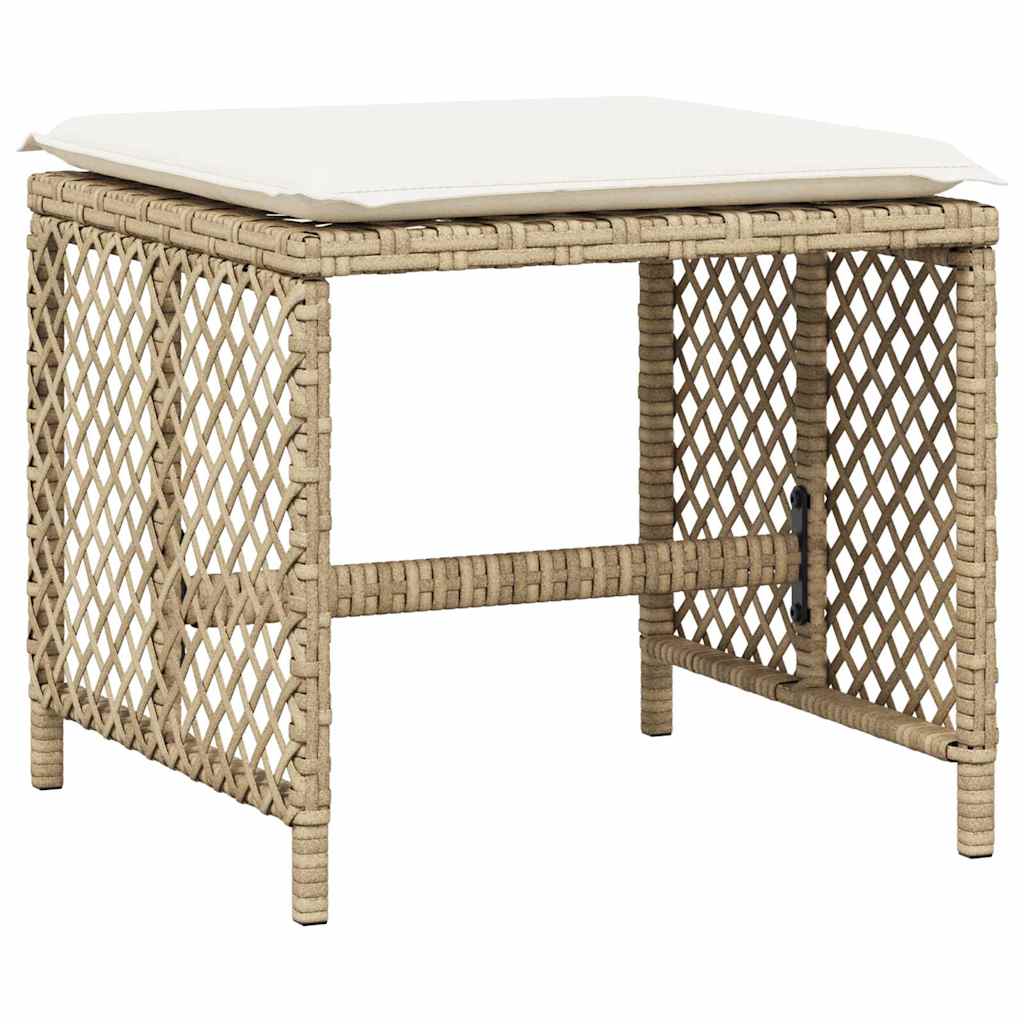 11 Piece Garden Dining Set with Cushions Beige Poly Rattan