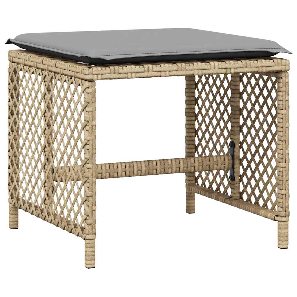 11 Piece Garden Dining Set with Cushions Beige Poly Rattan