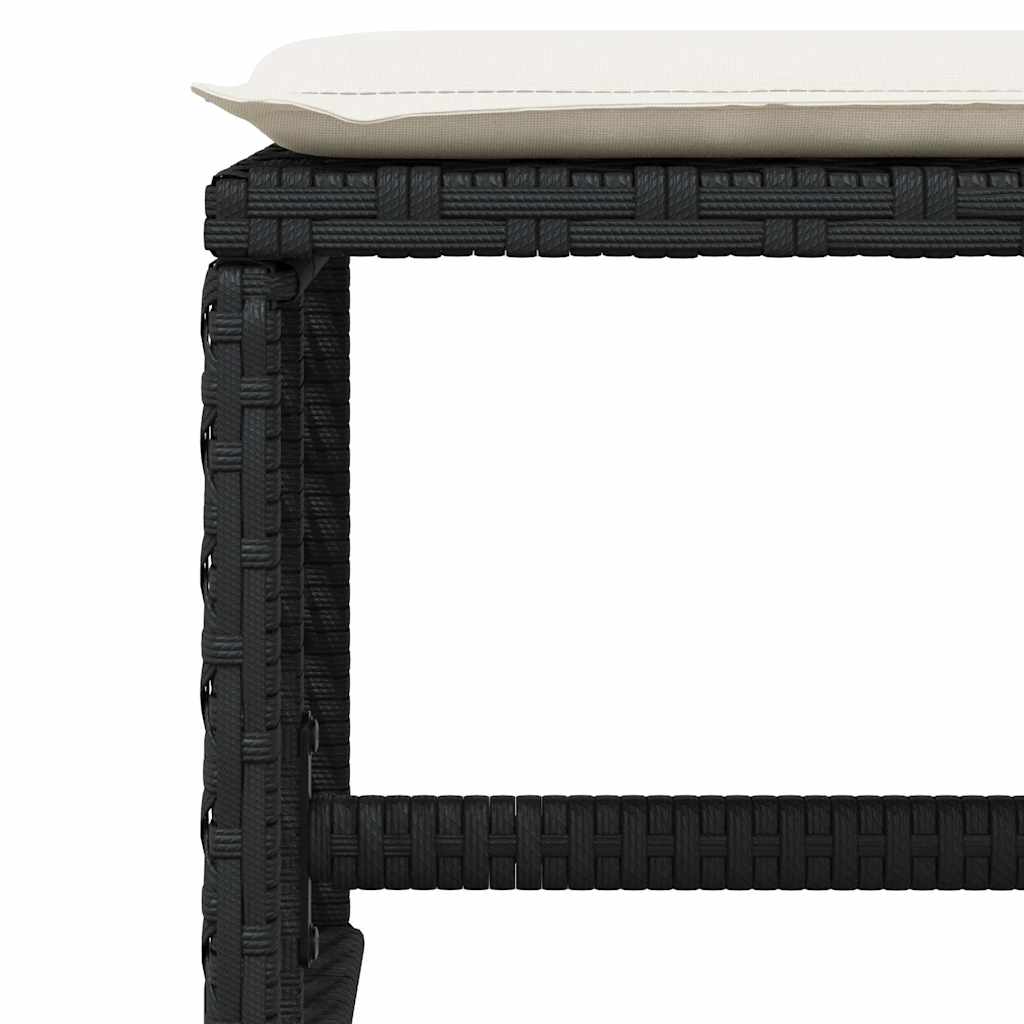 11 Piece Garden Dining Set with Cushions Black Poly Rattan