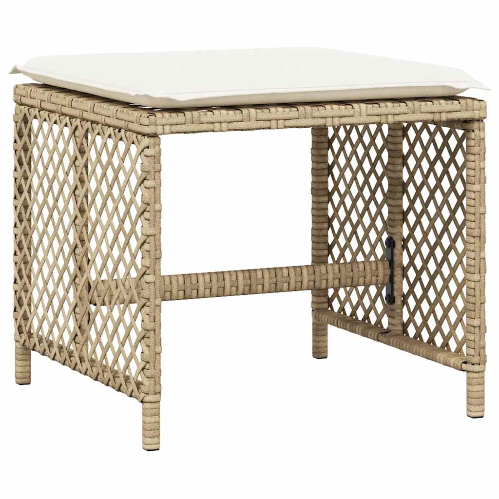 11 Piece Garden Dining Set with Cushions Beige Poly Rattan