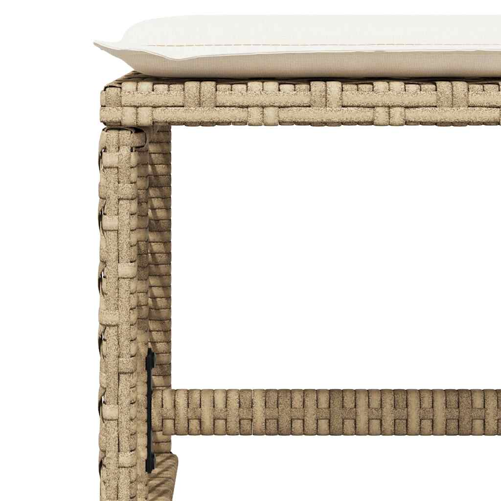 11 Piece Garden Dining Set with Cushions Beige Poly Rattan