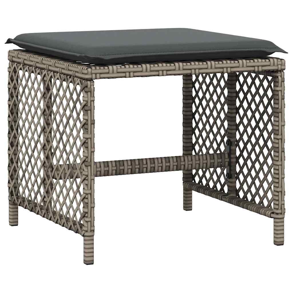 15 Piece Garden Dining Set with Cushions Grey Poly Rattan