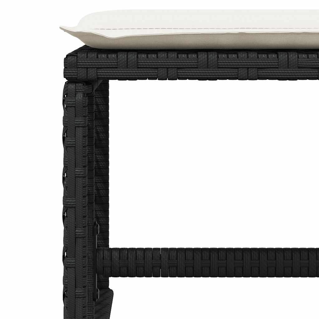 15 Piece Garden Dining Set with Cushions Black Poly Rattan