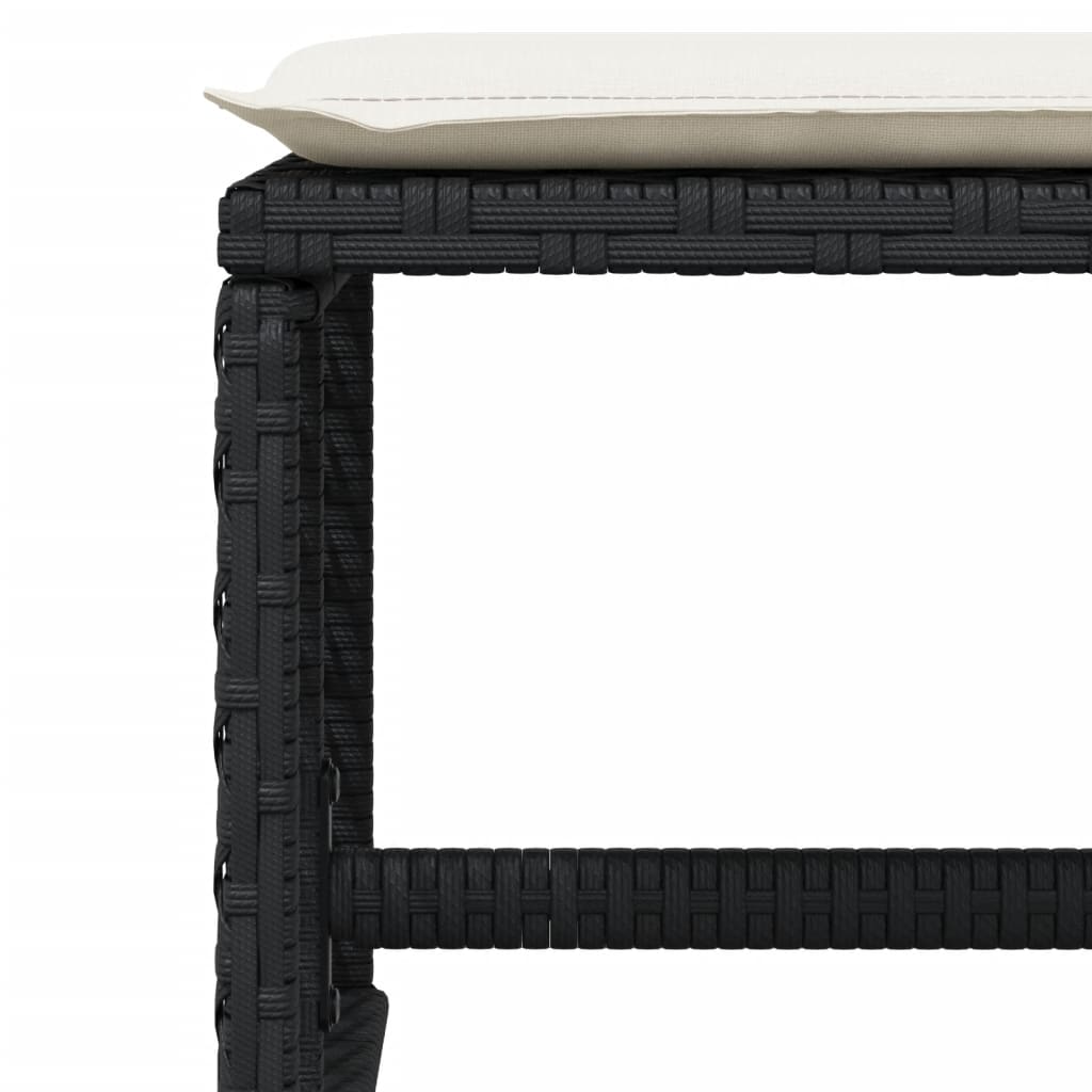 17 Piece Garden Dining Set with Cushions Black Poly Rattan