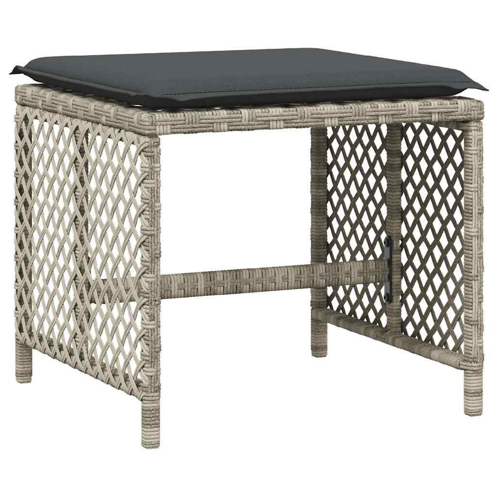 17 Piece Garden Dining Set with Cushions Light Grey Poly Rattan