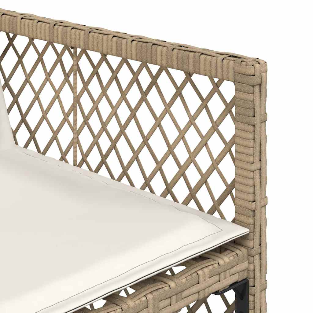 11 Piece Garden Dining Set with Cushions Beige Poly Rattan