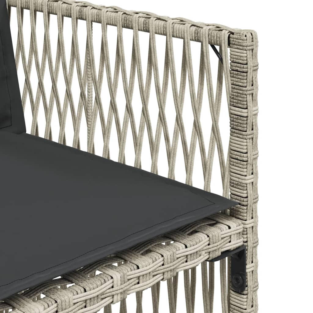 7 Piece Garden Dining Set with Cushions Light Grey Poly Rattan