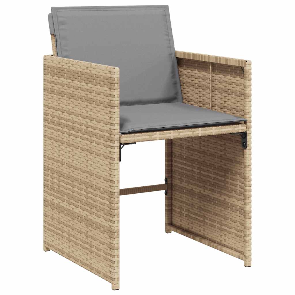 5 Piece Garden Dining Set with Cushions Mix Beige Poly Rattan
