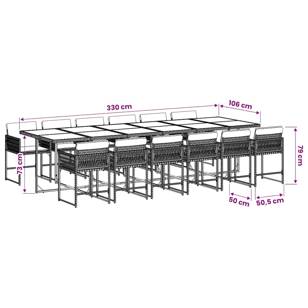 13 Piece Garden Dining Set with Cushions Black Poly Rattan