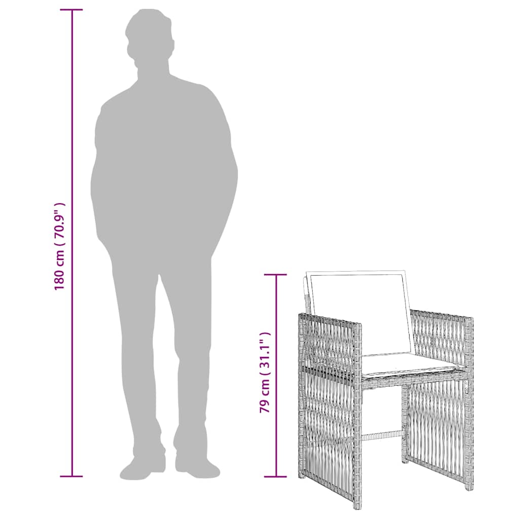 17 Piece Garden Dining Set with Cushions Light Grey Poly Rattan