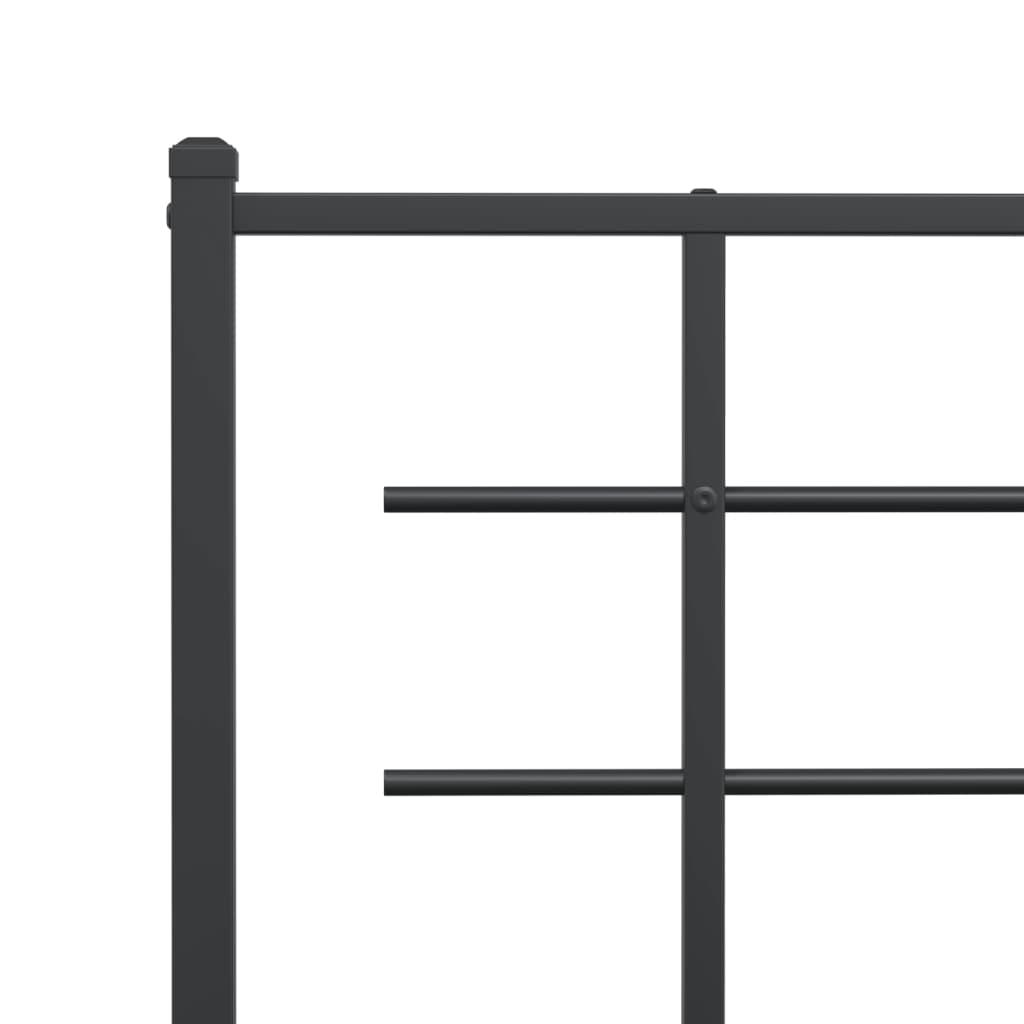 Metal Bed Frame without Mattress with Headboard Black 150x200 cm