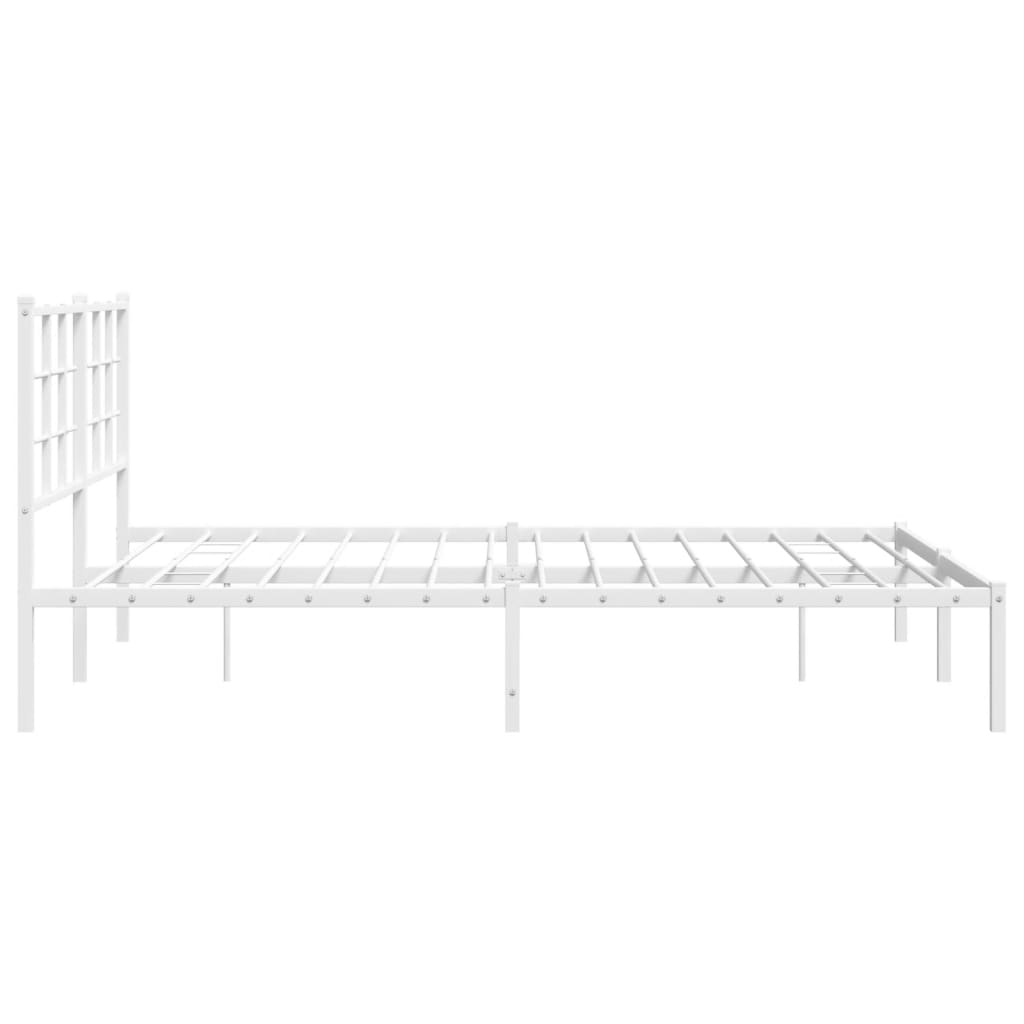 Metal Bed Frame without Mattress with Headboard White 150x200 cm