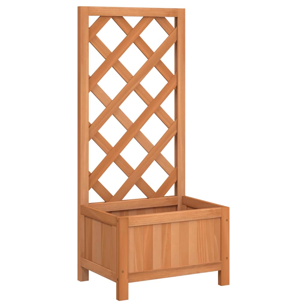 Planter with Trellis Brown 40x30x90 cm Solid Wood Fir