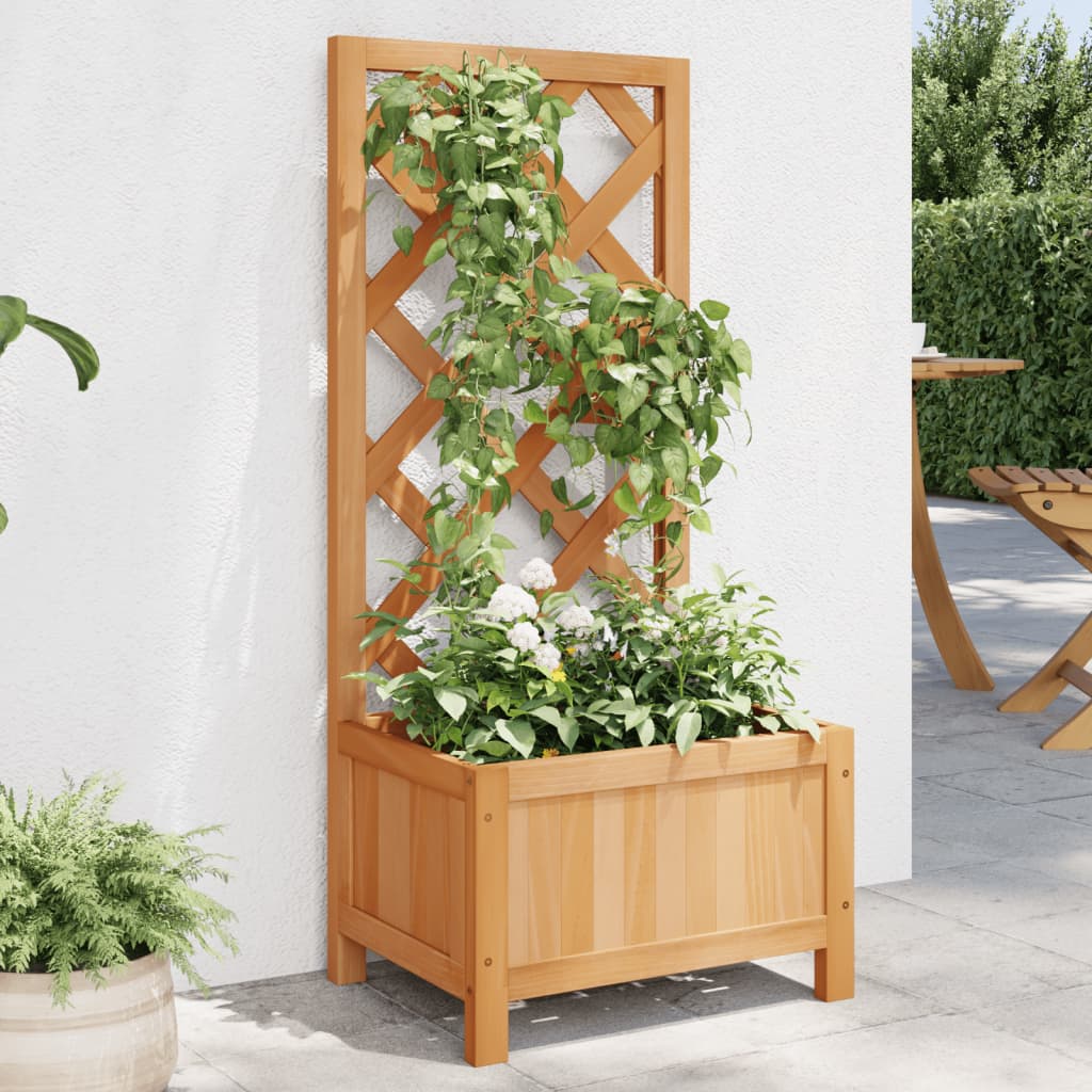 Planter with Trellis Brown 40x30x90 cm Solid Wood Fir