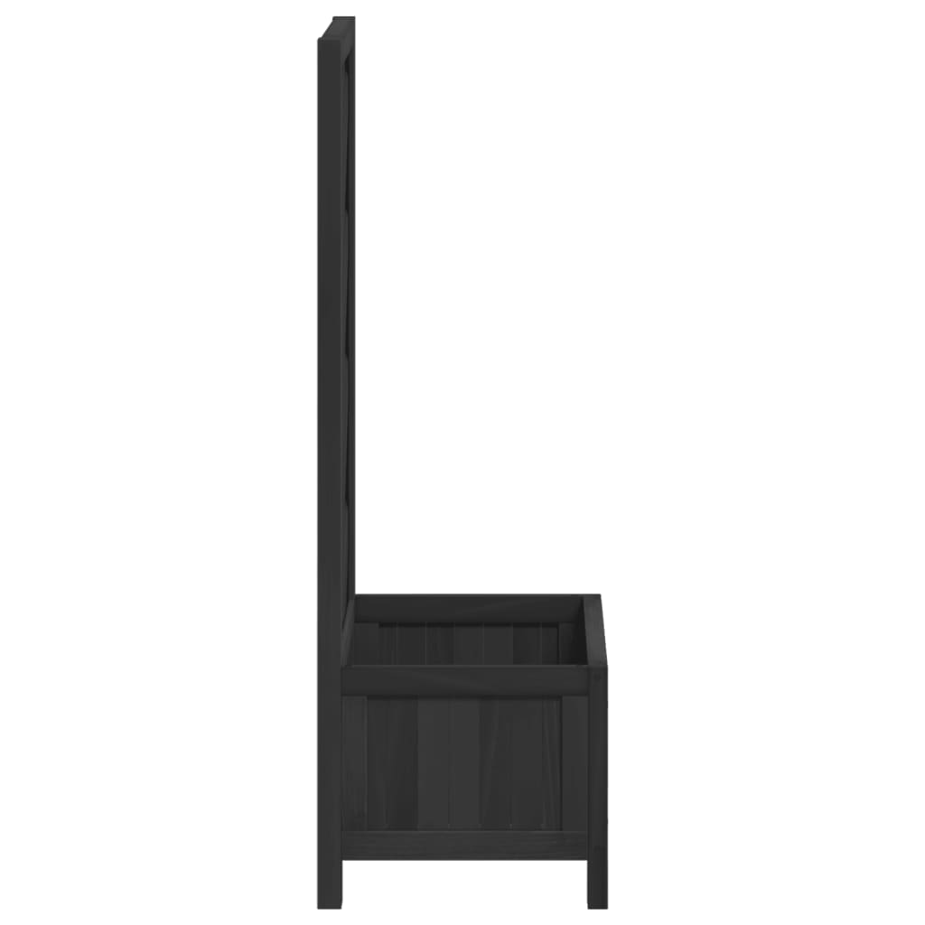 Planter with Trellis Black 40x30x90 cm Solid Wood Fir