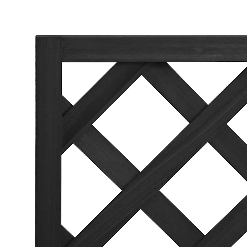 Planter with Trellis Black 40x30x90 cm Solid Wood Fir