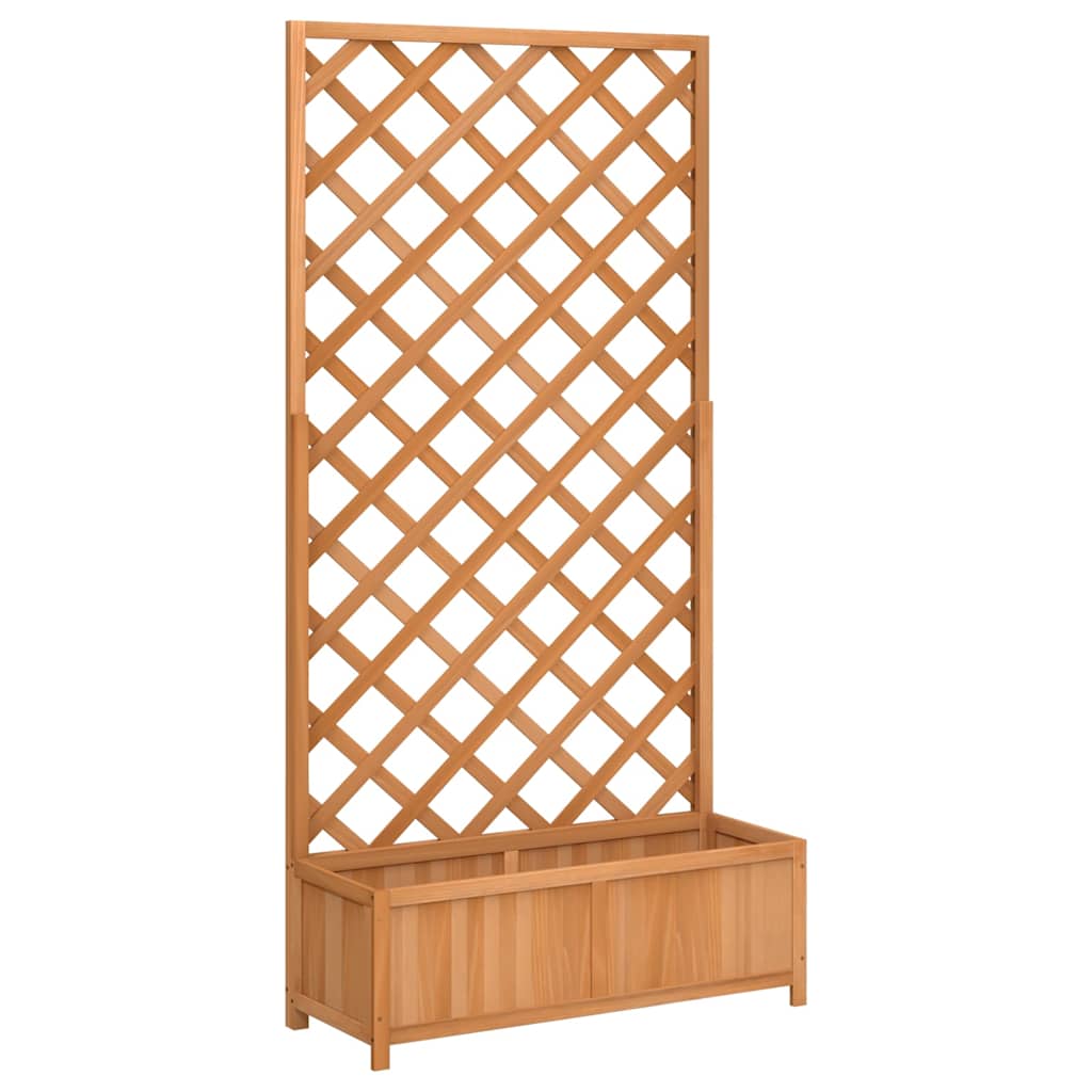 Planter with Trellis Brown 90x35x180 cm Solid Wood Fir
