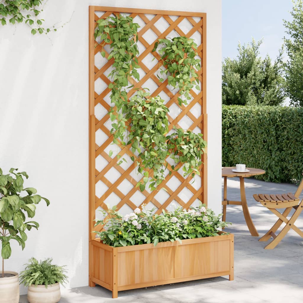 Planter with Trellis Brown 90x35x180 cm Solid Wood Fir