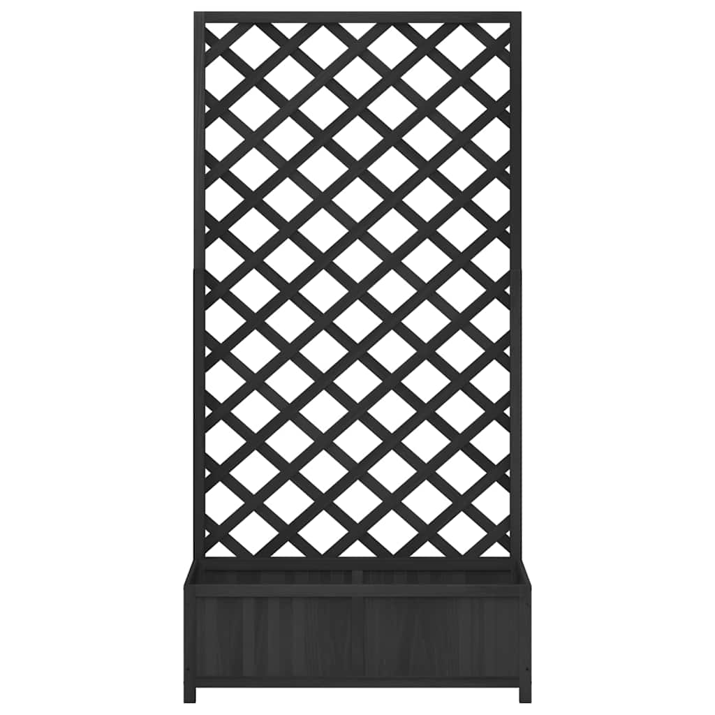 Planter with Trellis Black 90x35x180 cm Solid Wood Fir