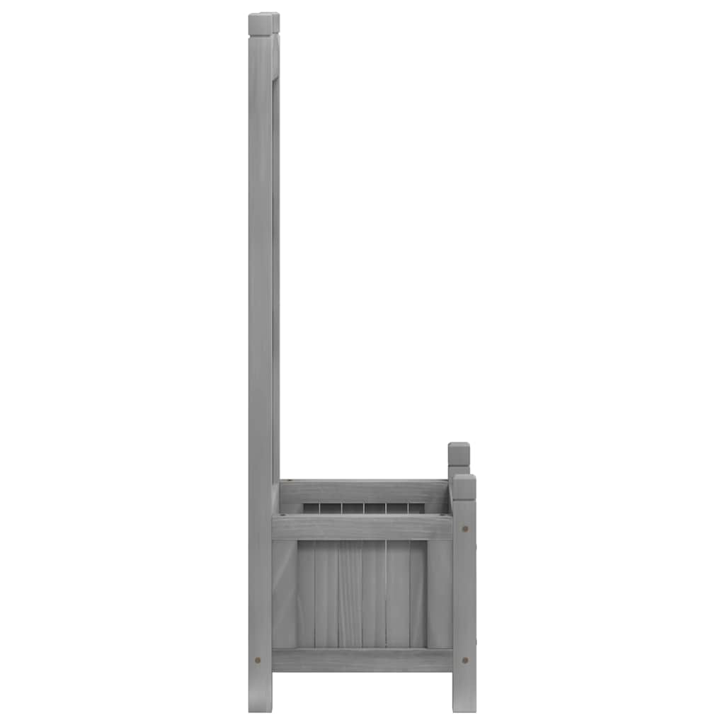 Planter with Trellis Grey 40x30x90 cm Solid Wood Fir