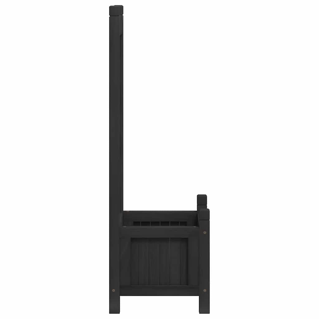 Planter with Trellis Black 40x30x90 cm Solid Wood Fir