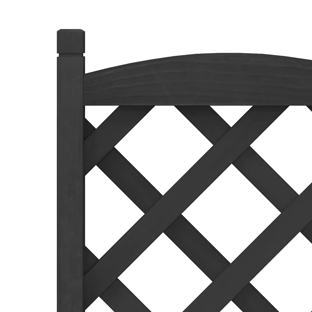 Planter with Trellis Black 40x30x90 cm Solid Wood Fir
