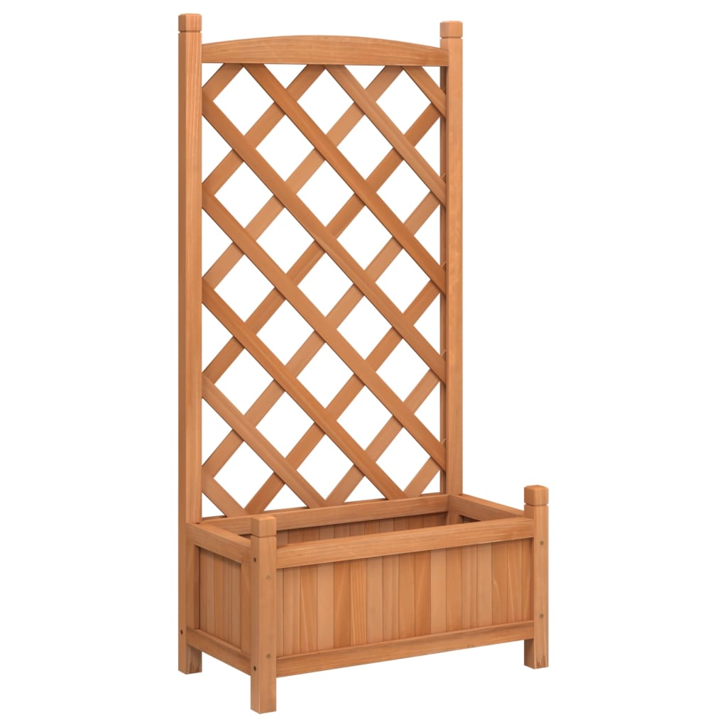 Planter with Trellis Brown 55x29.5x110 cm Solid Wood Fir