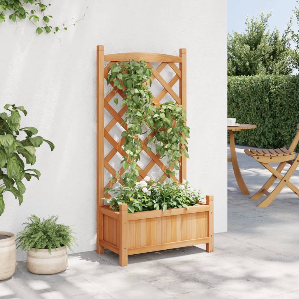 Planter with Trellis Brown 55x29.5x110 cm Solid Wood Fir