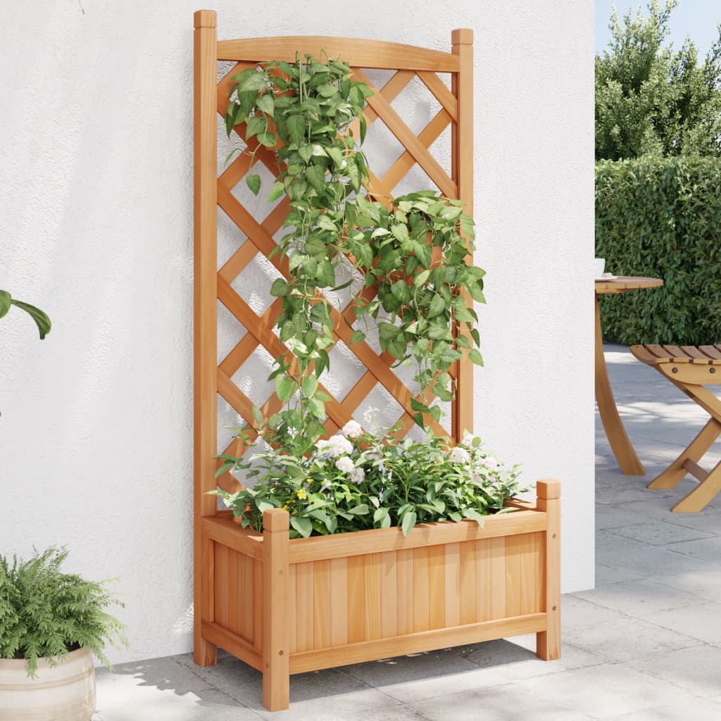 Planter with Trellis Brown 55x29.5x110 cm Solid Wood Fir