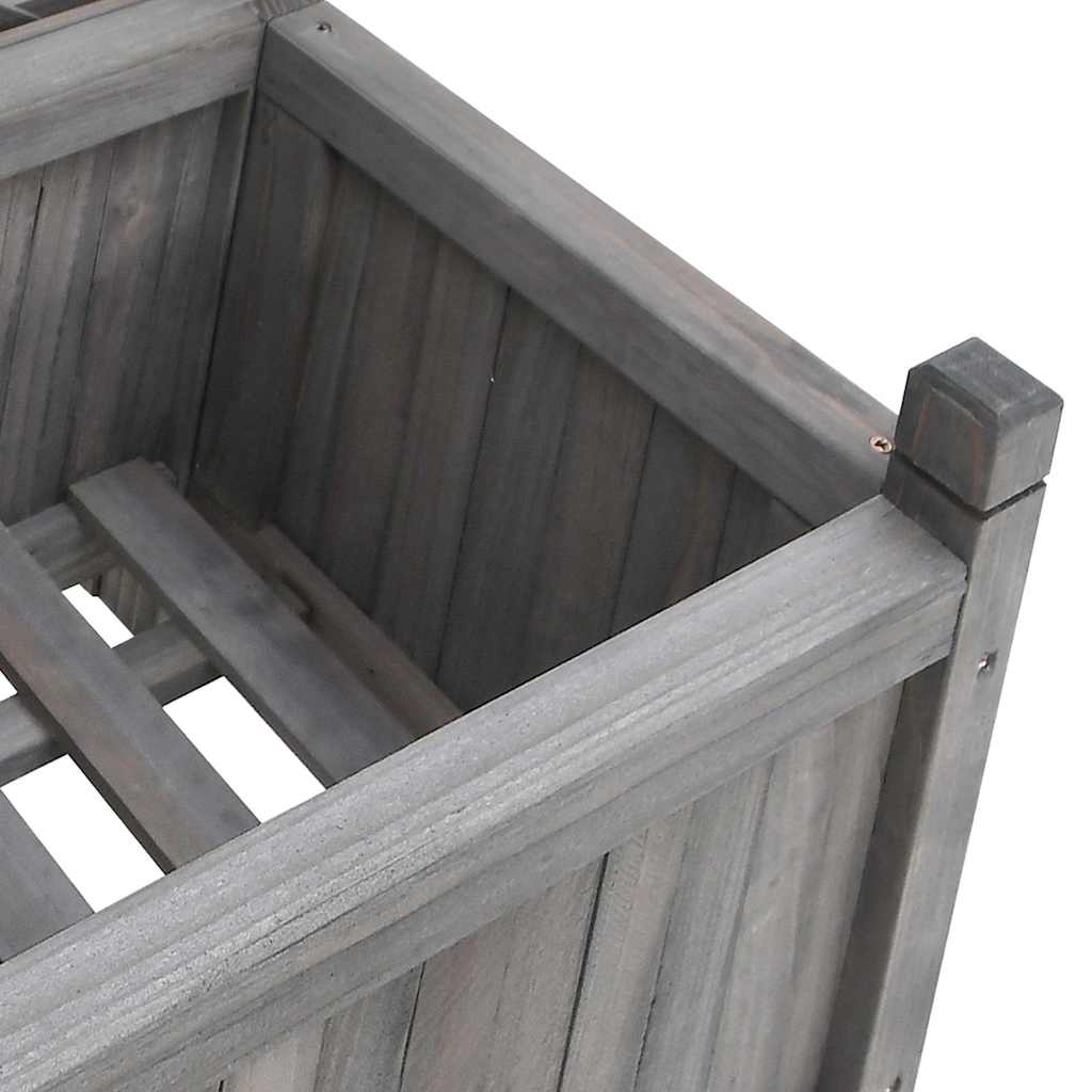 Planter with Trellis Grey 55x29.5x110 cm Solid Wood Fir