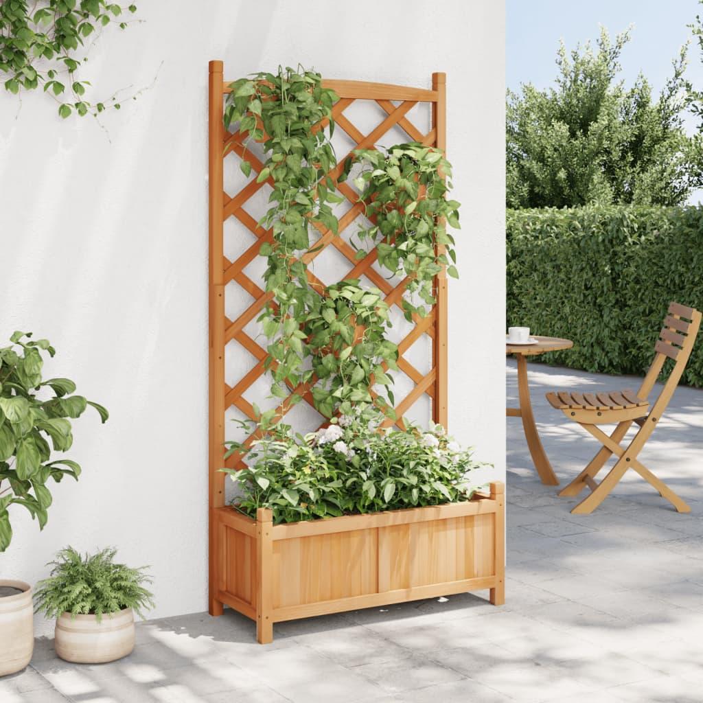 Planter with Trellis Brown 75 x 35 x 150 cm Solid Wood Fir